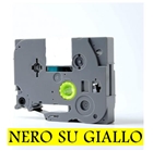 6mmX8m Nastro laminato compatibile per Brother TZe-611 nero su giallo