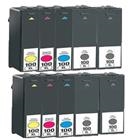 10 Cartucce di inchiostro Lexmark 100XL 105XL 108XL (4x NERO + 2x CIANO + 2x MAGENTA + 2x GIALLO) 