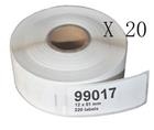 20 X DYMO 99017,Etichette adesive compatibile per DYMO DM-99017 S0722460 50mmX12mm Dymo LabelWriter 310, 320, 330, 330 Turbo, 400, 400 Turbo, 400 Twin Turbo, 400 Duo, 450, 450 Turbo, 450 Twin Turbo, 450 Duo.