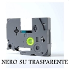 9mmX8m Nastro laminato compatibile per Brother TZe-121 nero su trasparente